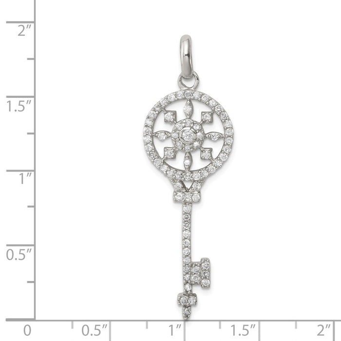 Million Charms 925 Sterling Silver (Cubic Zirconia) CZ Key Pendant