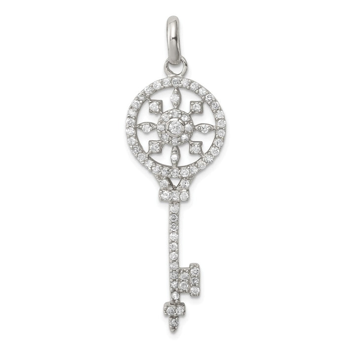 Million Charms 925 Sterling Silver (Cubic Zirconia) CZ Key Pendant