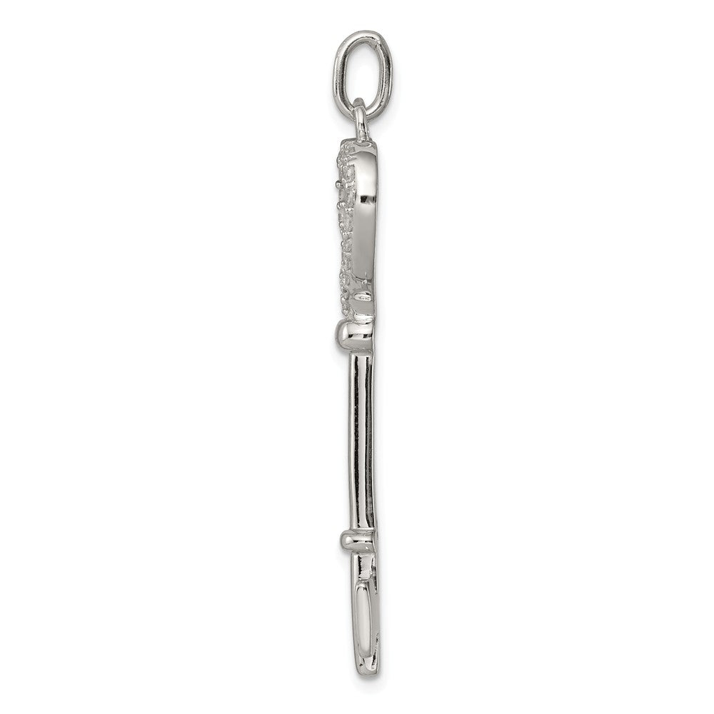 Million Charms 925 Sterling Silver (Cubic Zirconia) CZ Heart Key Pendant