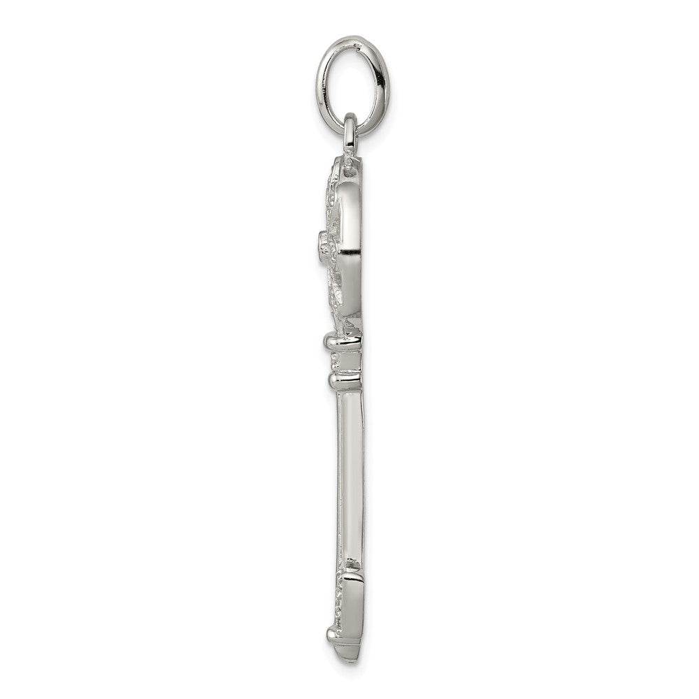 Million Charms 925 Sterling Silver (Cubic Zirconia) CZ Key Pendant