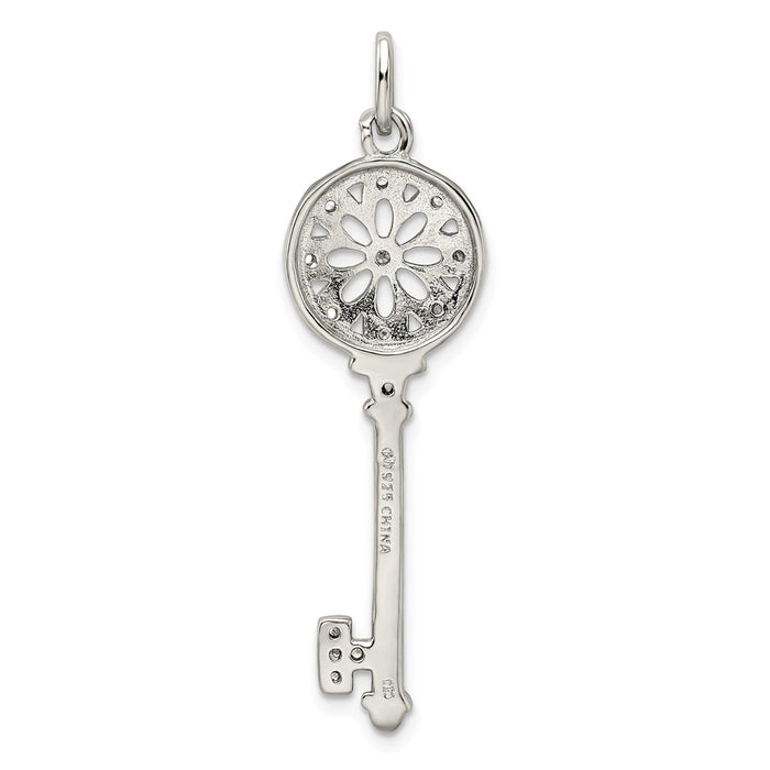 Million Charms 925 Sterling Silver (Cubic Zirconia) CZ Key Pendant