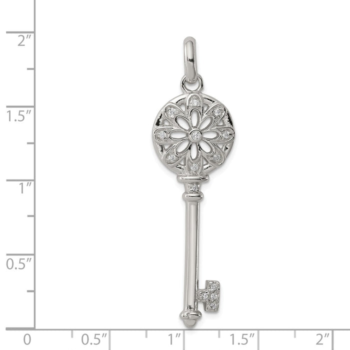 Million Charms 925 Sterling Silver (Cubic Zirconia) CZ Key Pendant