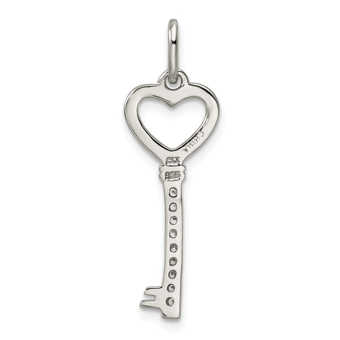 Million Charms 925 Sterling Silver (Cubic Zirconia) CZ Key Pendant