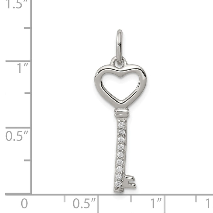 Million Charms 925 Sterling Silver (Cubic Zirconia) CZ Key Pendant