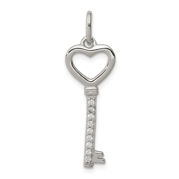 Million Charms 925 Sterling Silver (Cubic Zirconia) CZ Key Pendant