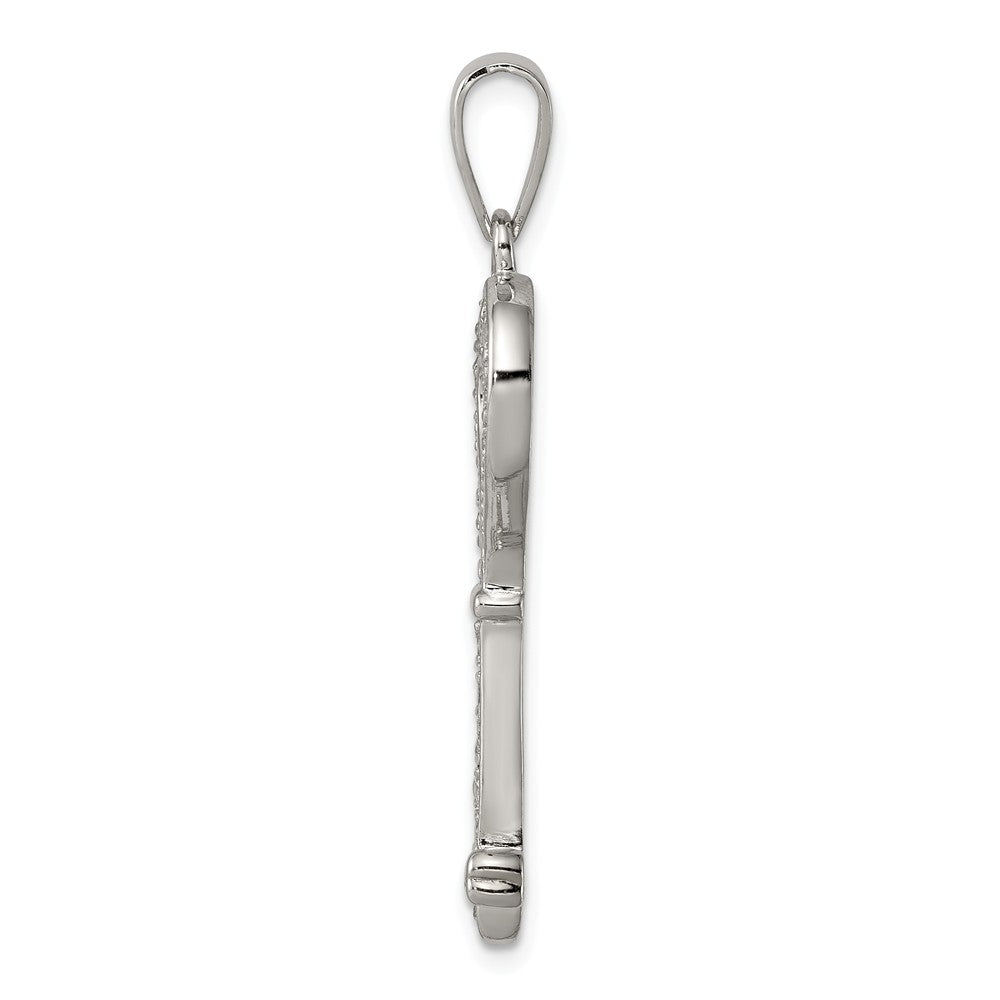 Million Charms 925 Sterling Silver (Cubic Zirconia) CZ Heart Key Pendant