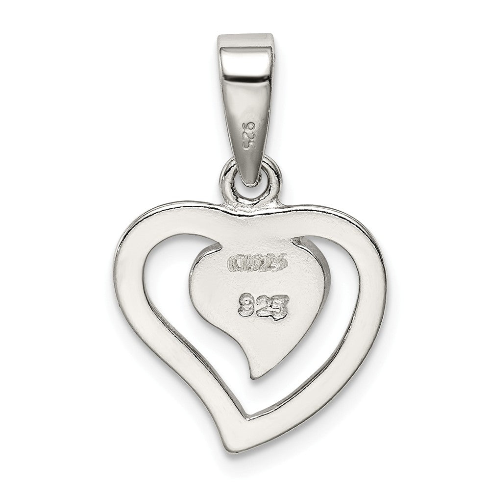 Million Charms 925 Sterling Silver Created Blue Opal Inlay Heart Pendant