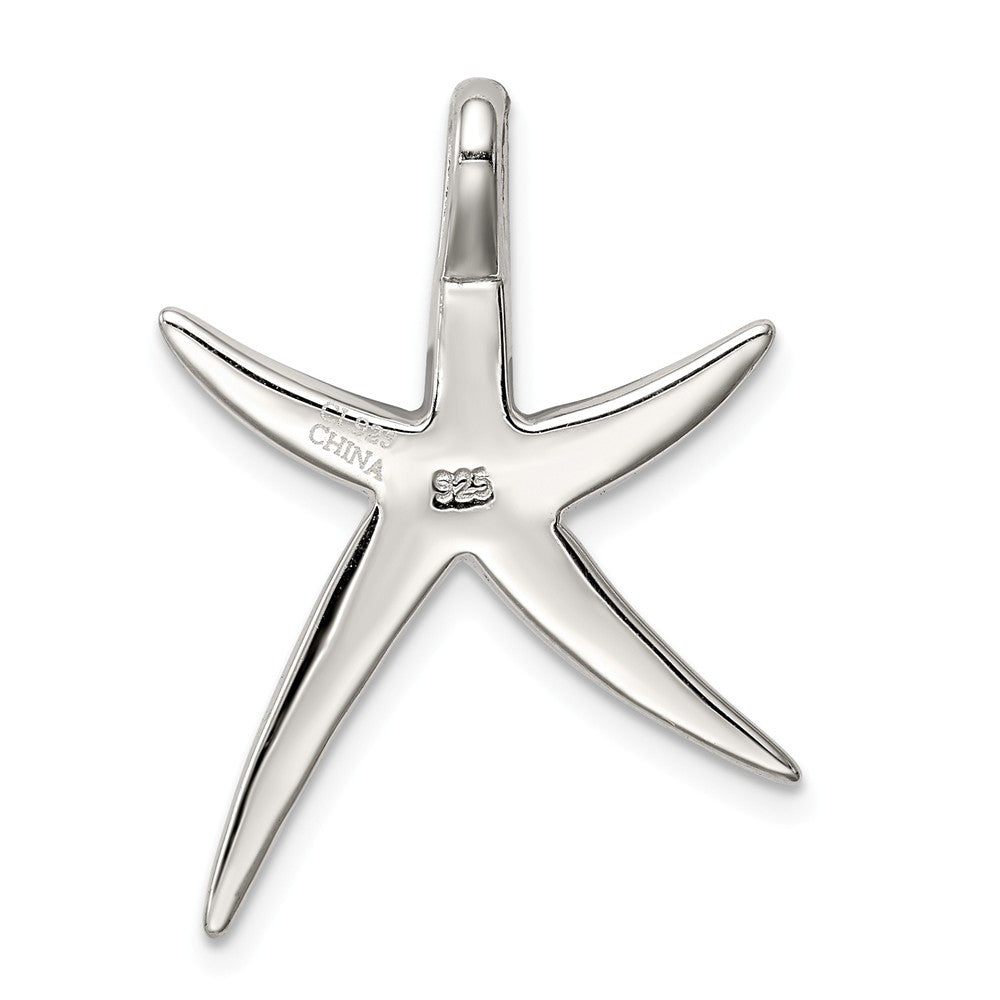 Million Charms 925 Sterling Silver Created Blue Opal Inlay Flat Nautical Starfish Slide