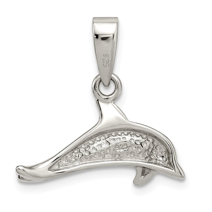 Million Charms 925 Sterling Silver Created Blue Opal Inlay Dolphin Pendant