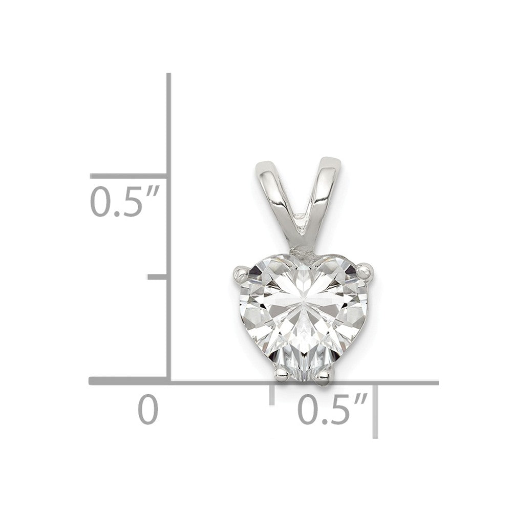 Million Charms 925 Sterling Silver Heart (Cubic Zirconia) CZ Pendant