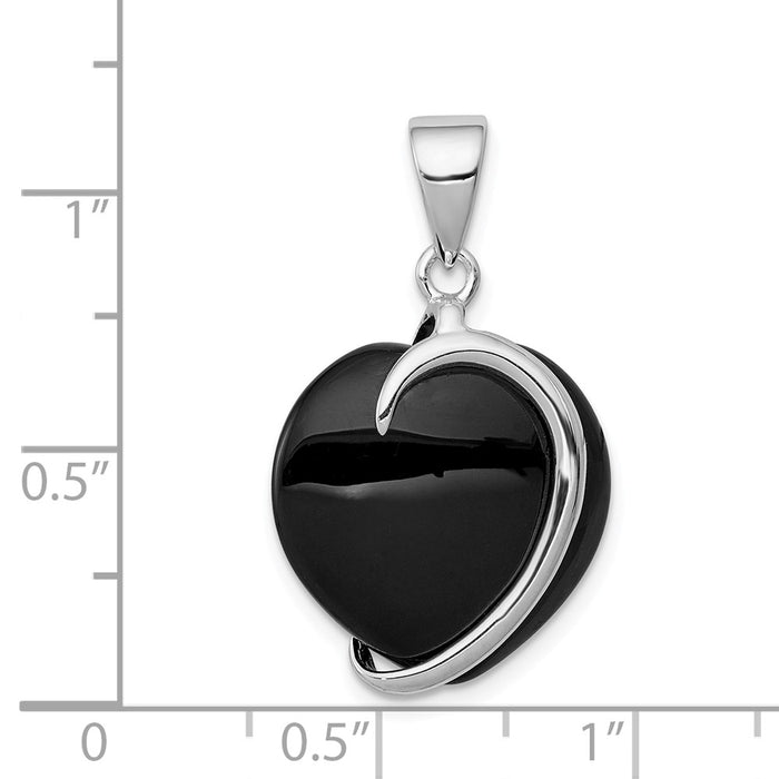 Million Charms 925 Sterling Silver Onyx Heart Pendant