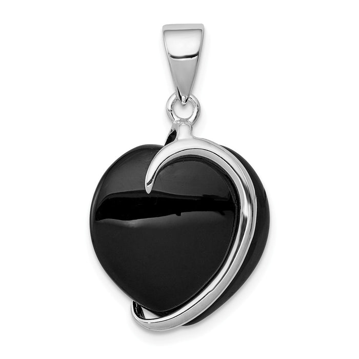 Million Charms 925 Sterling Silver Onyx Heart Pendant