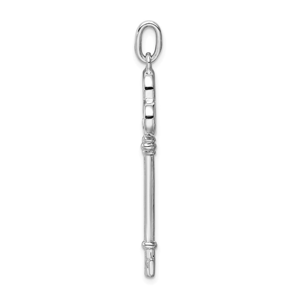 Million Charms 925 Sterling Silver Rhodium-Plated Lucky Clover  Top Small Key Pendant