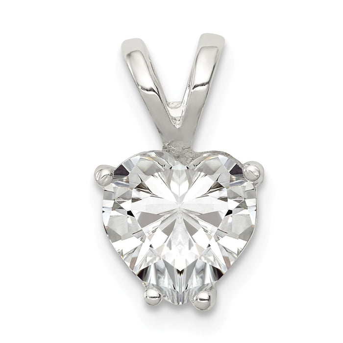 Million Charms 925 Sterling Silver Heart (Cubic Zirconia) CZ Pendant
