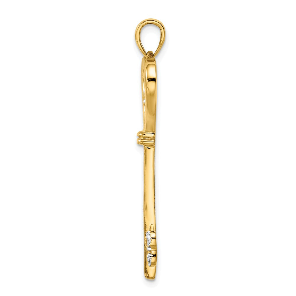 Million Charms 925 Sterling Silver With Vermeil (Cubic Zirconia) CZ Heart Within Silver Heart Key Pendant