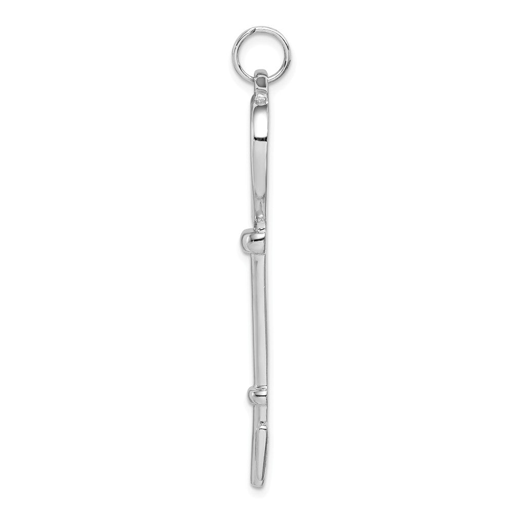 Million Charms 925 Sterling Silver Open Heart Top Large Key Pendant