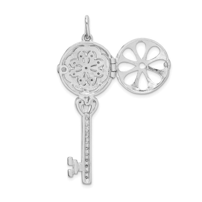 Million Charms 925 Sterling Silver (Cubic Zirconia) CZ Key Locket