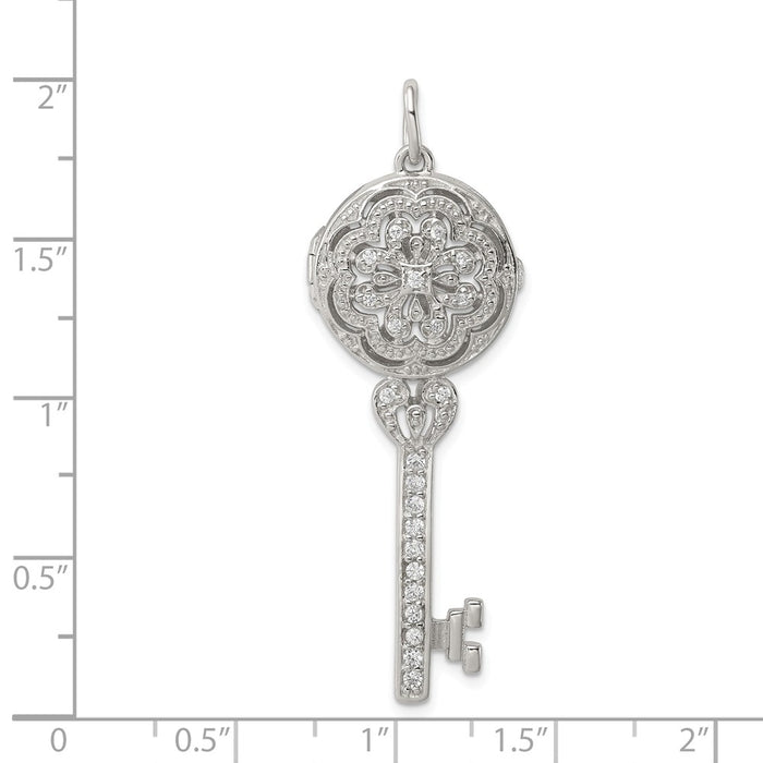 Million Charms 925 Sterling Silver (Cubic Zirconia) CZ Key Locket