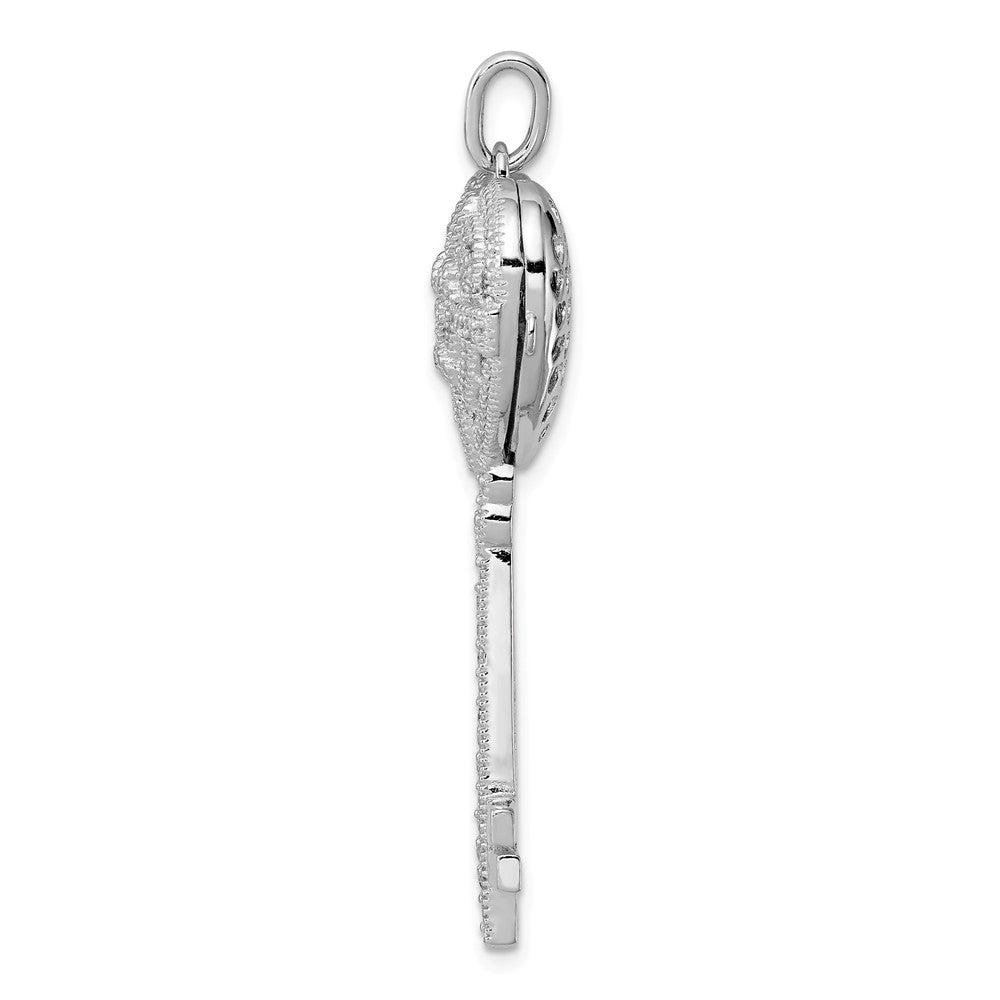Million Charms 925 Sterling Silver (Cubic Zirconia) CZ Heart Key Locket