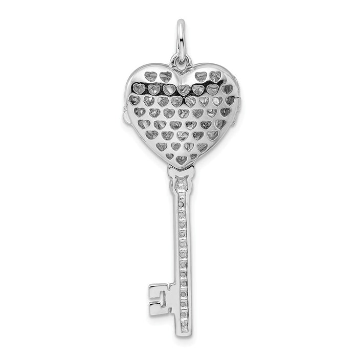 Million Charms 925 Sterling Silver (Cubic Zirconia) CZ Heart Key Locket