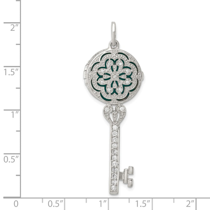 Million Charms 925 Sterling Silver (Cubic Zirconia) CZ Key Locket