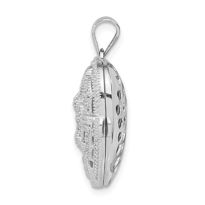 Million Charms 925 Sterling Silver (Cubic Zirconia) CZ Design Heart Locket Pendant