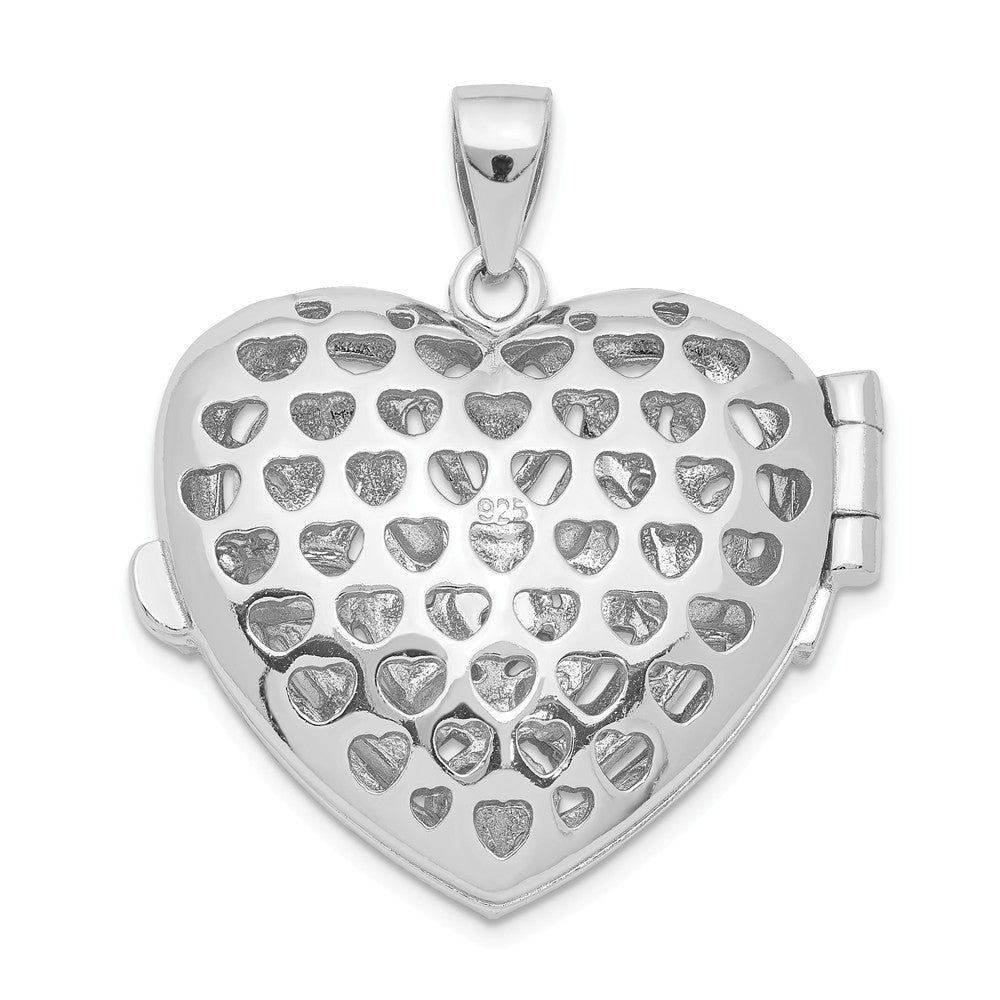 Million Charms 925 Sterling Silver (Cubic Zirconia) CZ Design Heart Locket Pendant