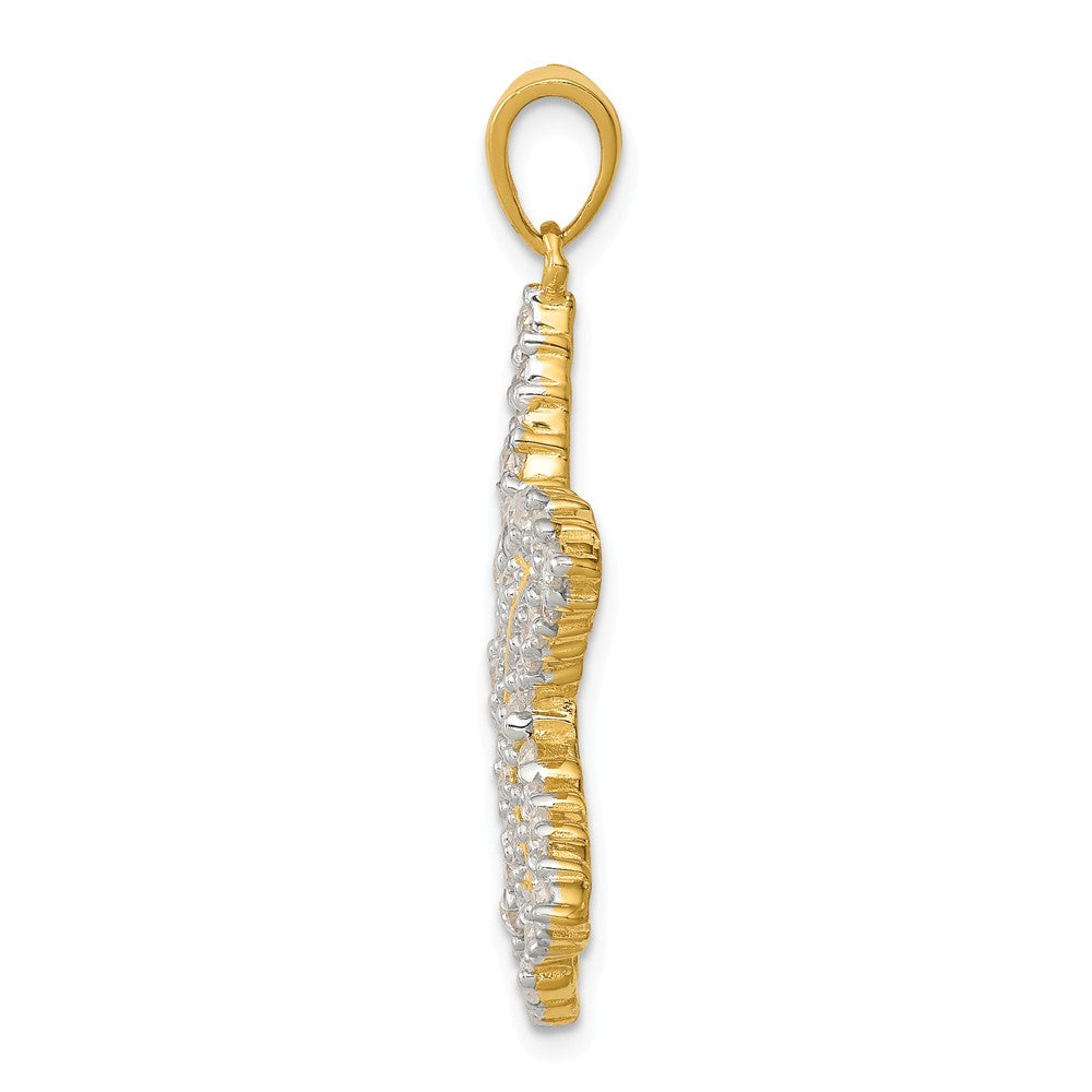 Million Charms 925 Sterling Silver Flash Gold-Plated, (Cubic Zirconia) CZ Nautical Starfish Pendant