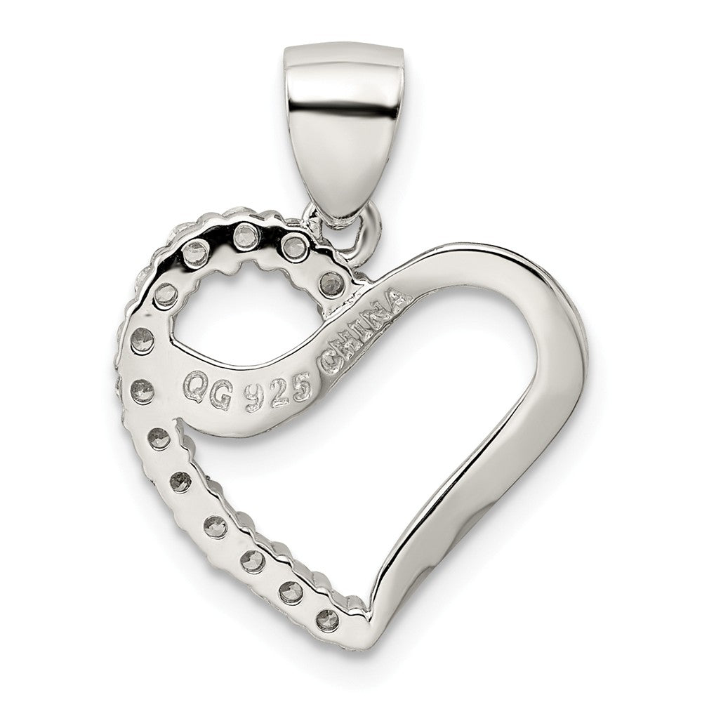 Million Charms 925 Sterling Silver (Cubic Zirconia) CZ Heart Pendant