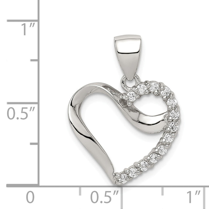 Million Charms 925 Sterling Silver (Cubic Zirconia) CZ Heart Pendant