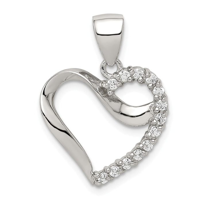 Million Charms 925 Sterling Silver (Cubic Zirconia) CZ Heart Pendant