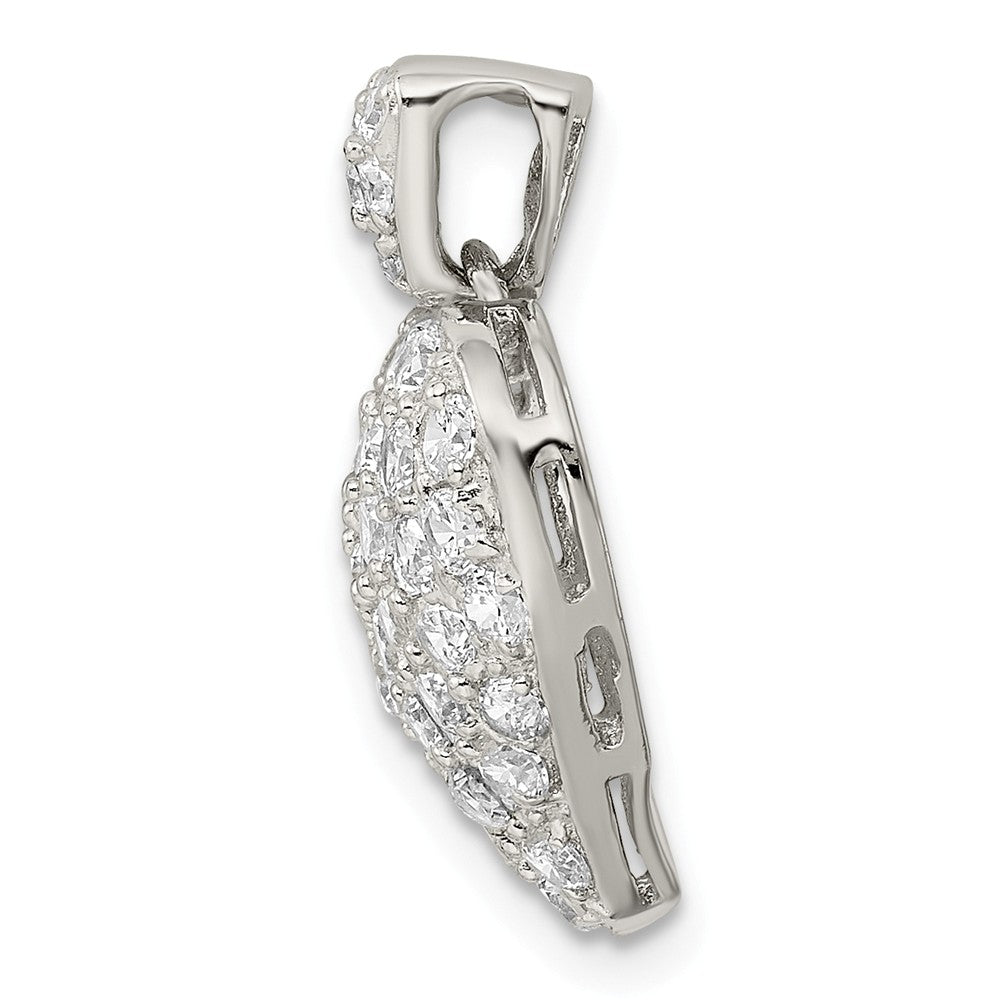 Million Charms 925 Sterling Silver (Cubic Zirconia) CZ Puffed Heart Pendant