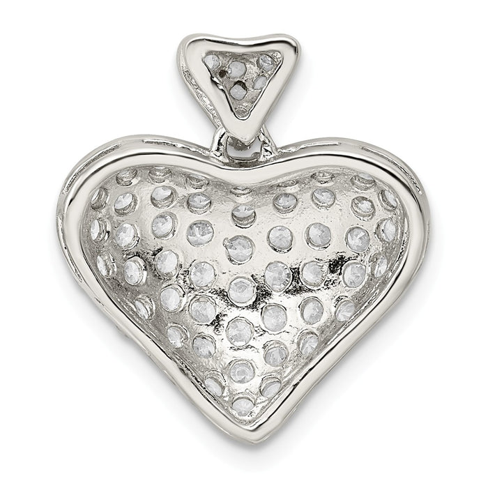 Million Charms 925 Sterling Silver (Cubic Zirconia) CZ Puffed Heart Pendant