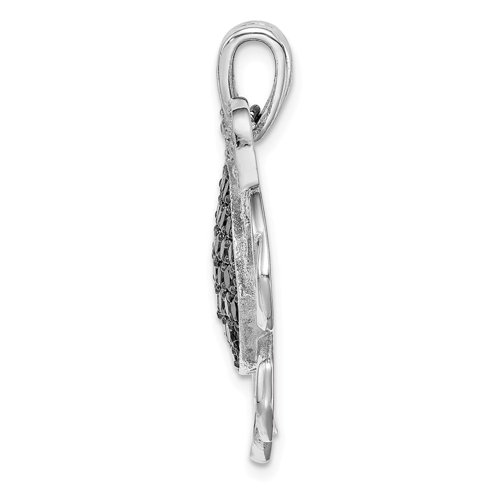 Million Charms 925 Sterling Silver Rhodium-Plated Black & White (Cubic Zirconia) CZ Crab Pendant