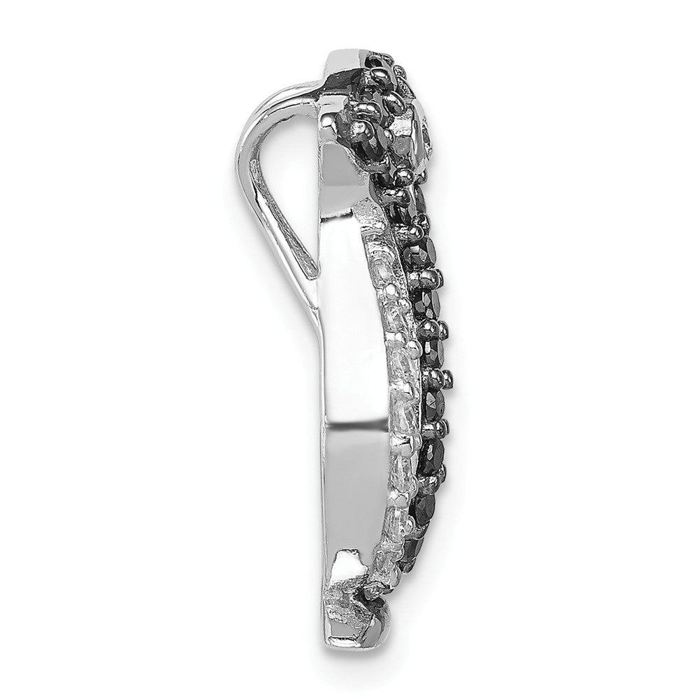 Million Charms 925 Sterling Silver Black & White (Cubic Zirconia) CZ Penguin Chain Slide