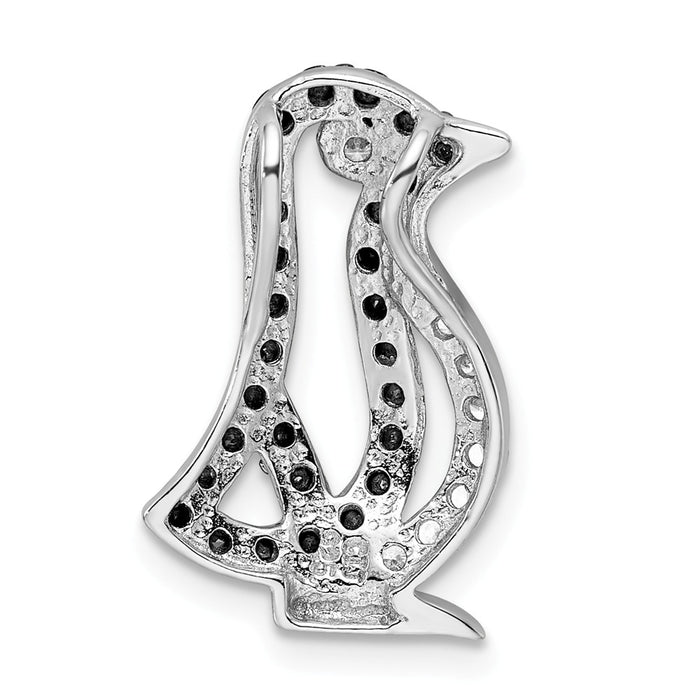 Million Charms 925 Sterling Silver Black & White (Cubic Zirconia) CZ Penguin Chain Slide