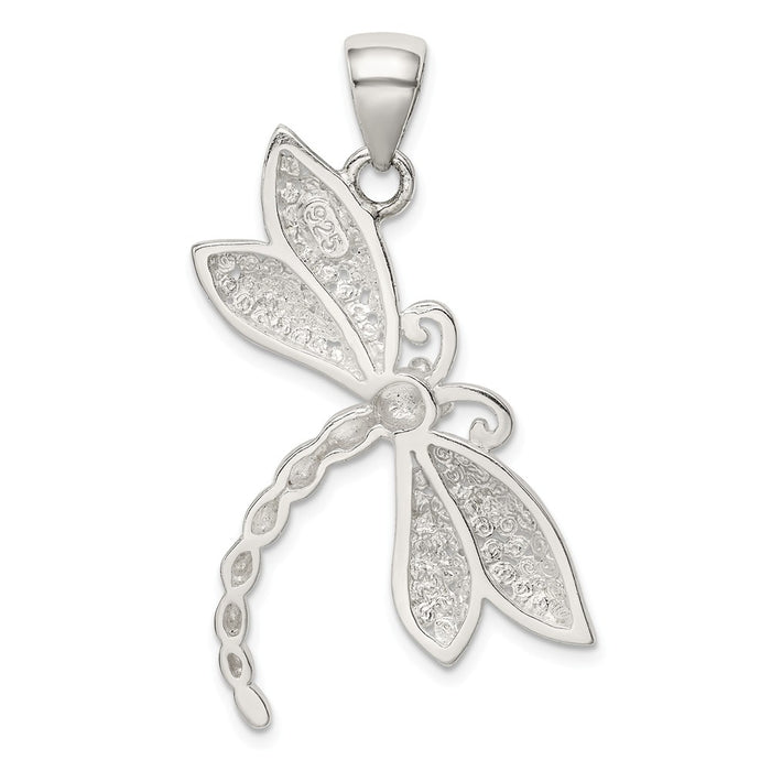 Million Charms 925 Sterling Silver Polished & Textured Dragonfly Pendant