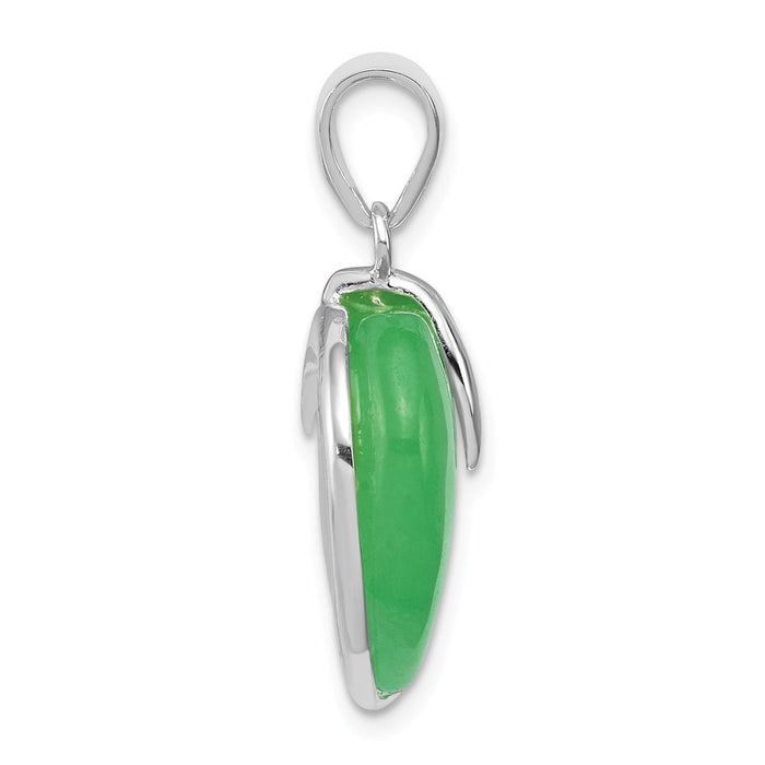 Million Charms 925 Sterling Silver Green Jade Heart Pendant