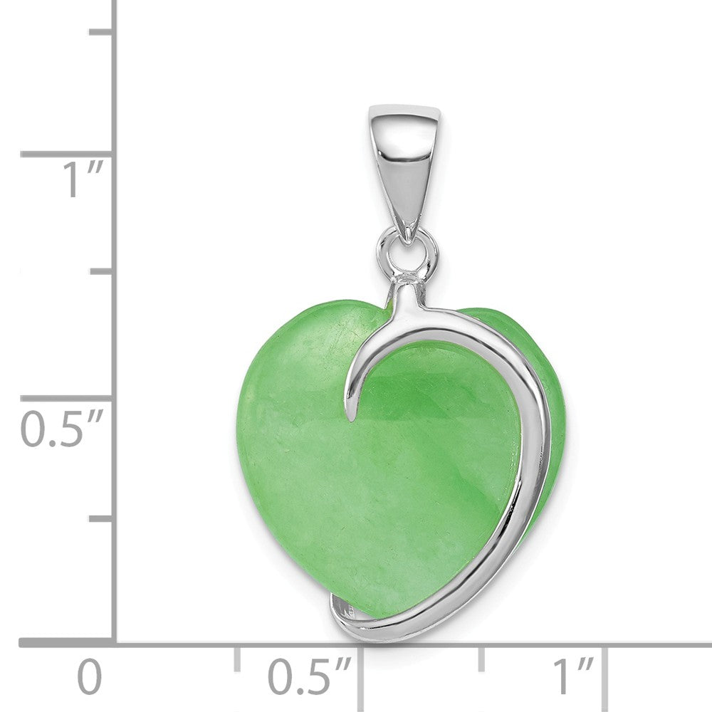 Million Charms 925 Sterling Silver Green Jade Heart Pendant