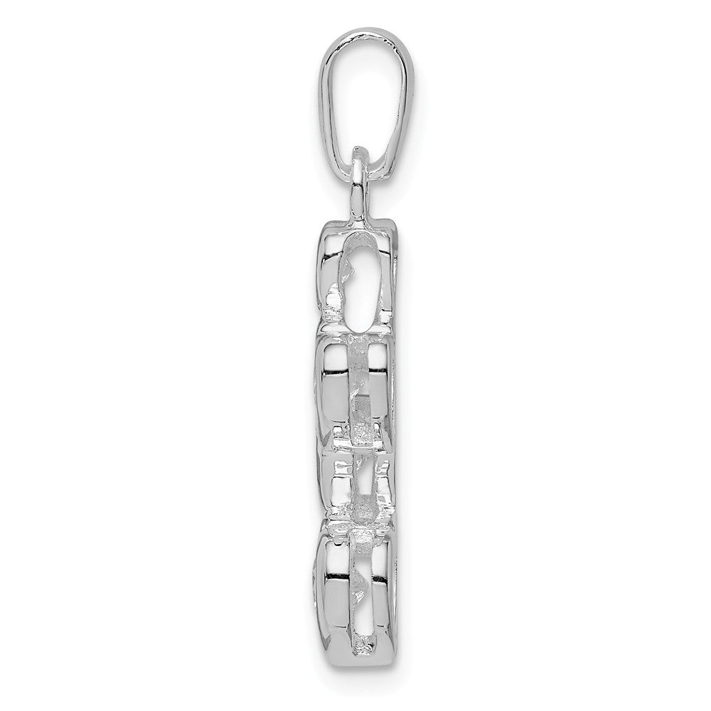 Million Charms 925 Sterling Silver Rhodium-Plated Graduated (Cubic Zirconia) CZ Heart Pendant