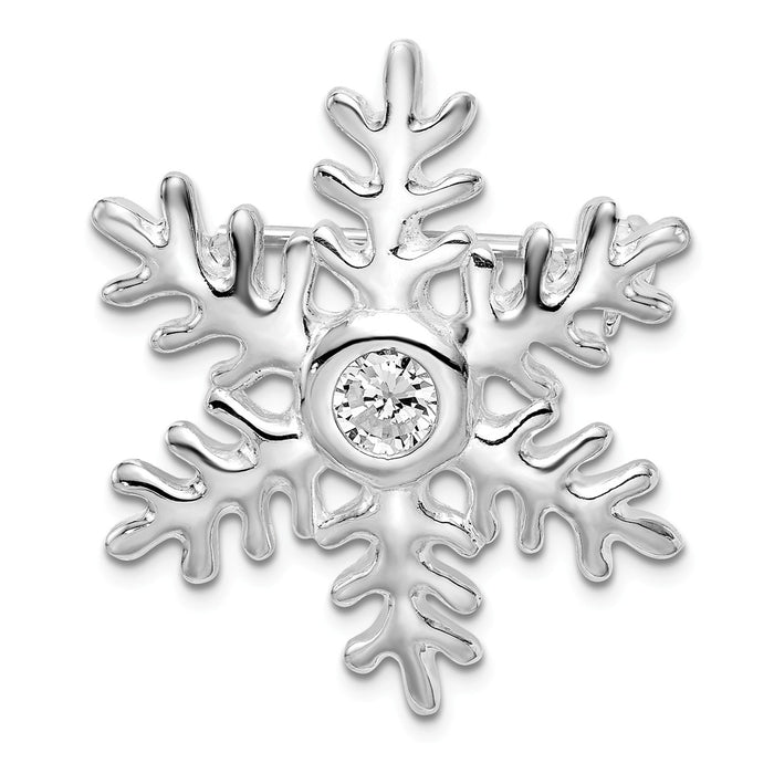 925 Sterling Silver Rhodium-plated CZ Snowflake Pin