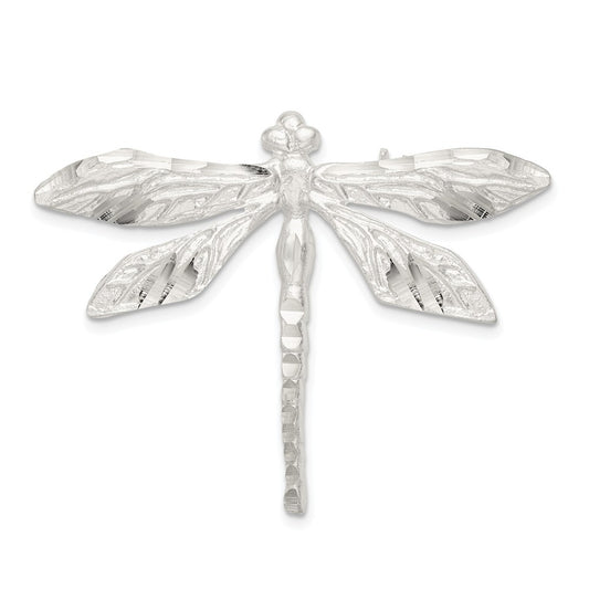 925 Sterling Silver Satin Finish Diamond-Cut Dragon Fly Pin