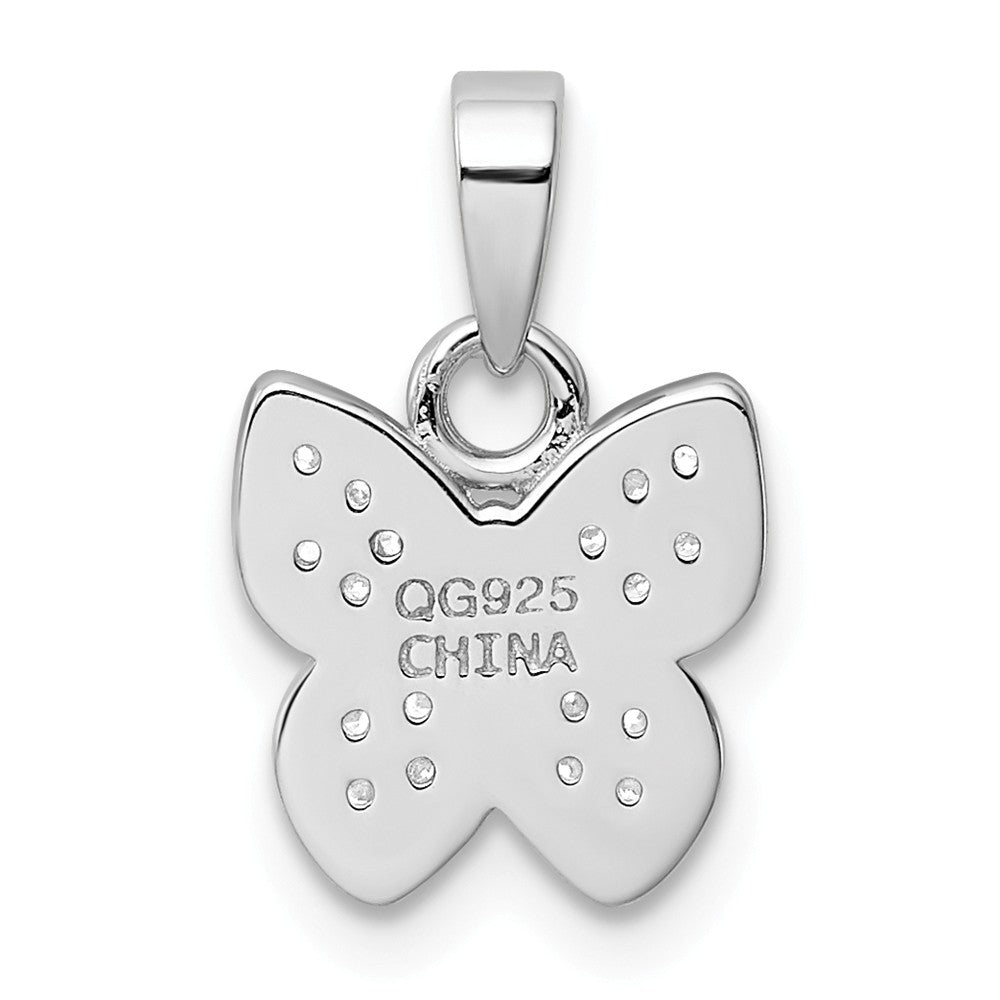 Million Charms 925 Sterling Silver Rhodium-Plated (Cubic Zirconia) CZ Butterfly Pendant