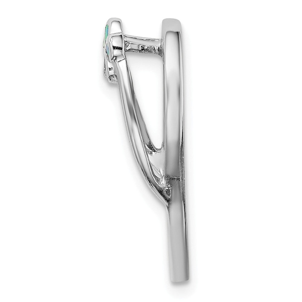 Million Charms 925 Sterling Silver Rhodium-Plated Blue Created Opal Flip Flop Pendant Slide