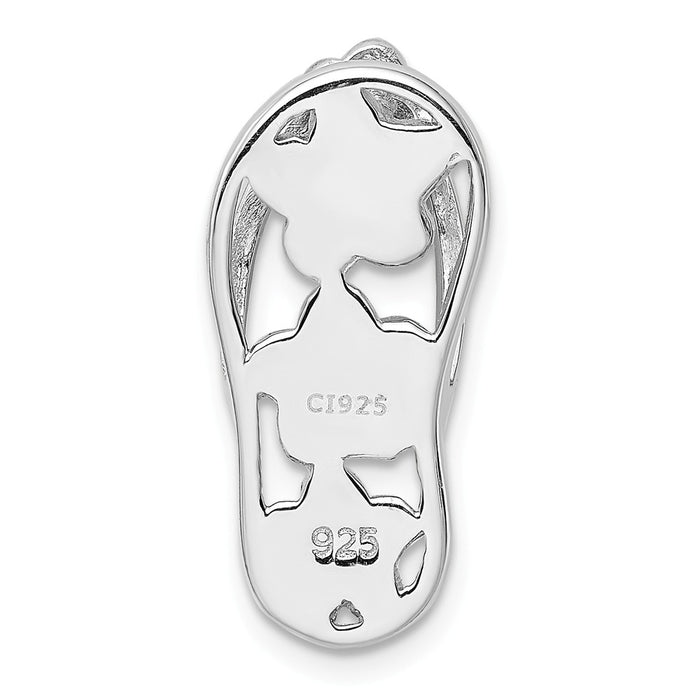 Million Charms 925 Sterling Silver Rhodium-Plated Blue Created Opal Flip Flop Pendant Slide