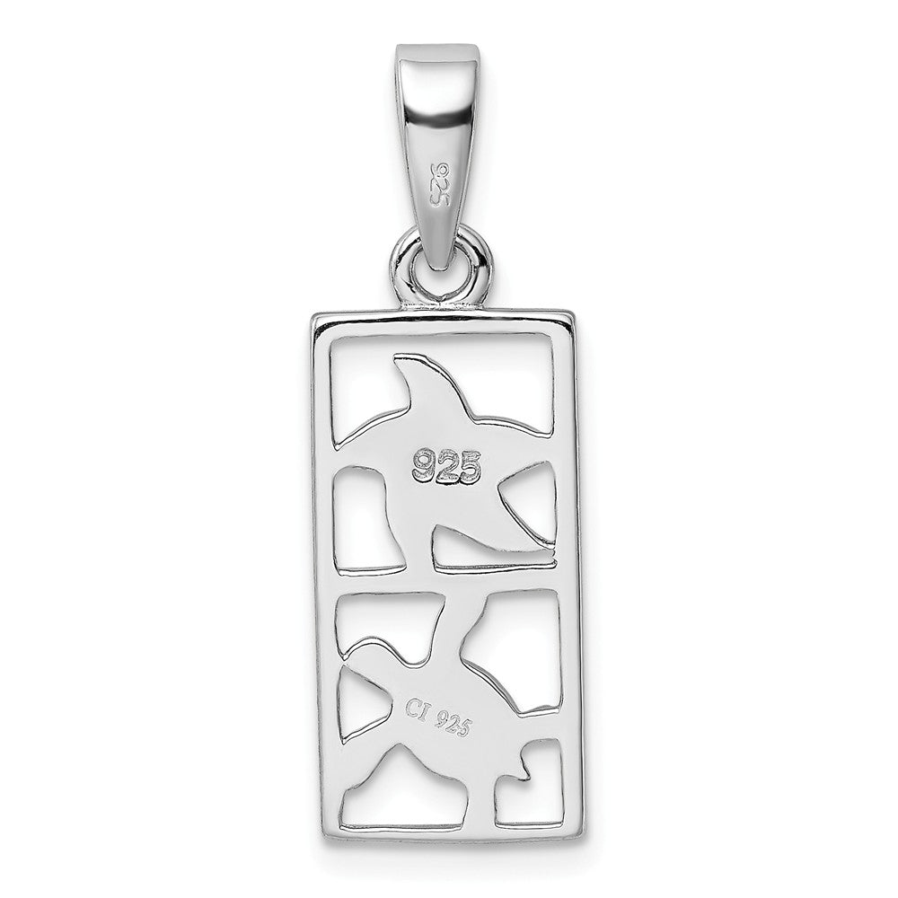 Million Charms 925 Sterling Silver Rhodium-Plated Blue Created Opal Nautical Starfish Turtle Pendant