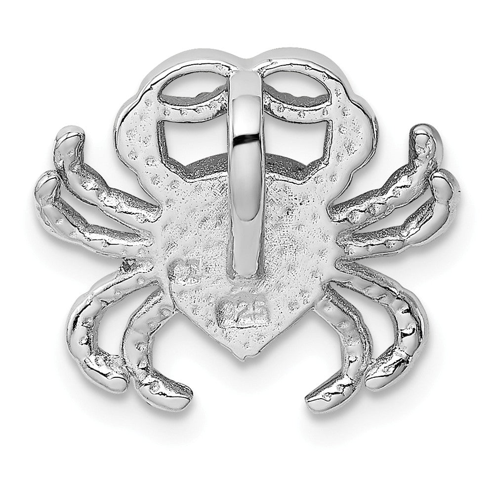 Million Charms 925 Sterling Silver Rhodium-Plated Blue Inlay Created Opal Crab Slide