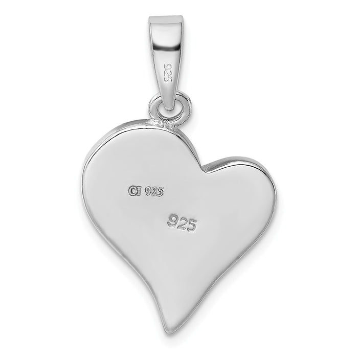 Million Charms 925 Sterling Silver Rhodium-Plated Created Opal Polished Heart Pendant