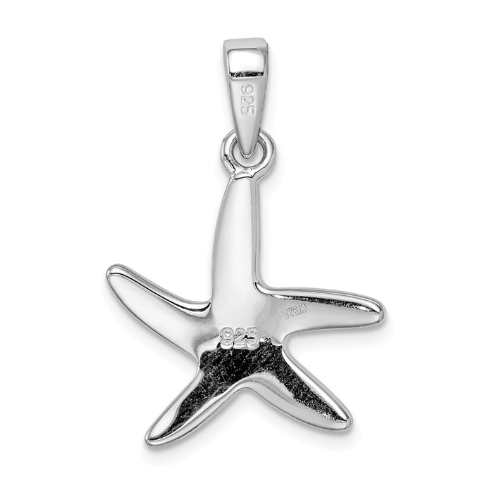 Million Charms 925 Sterling Silver Rhodium-Plated Created Opal Nautical Starfish Pendant