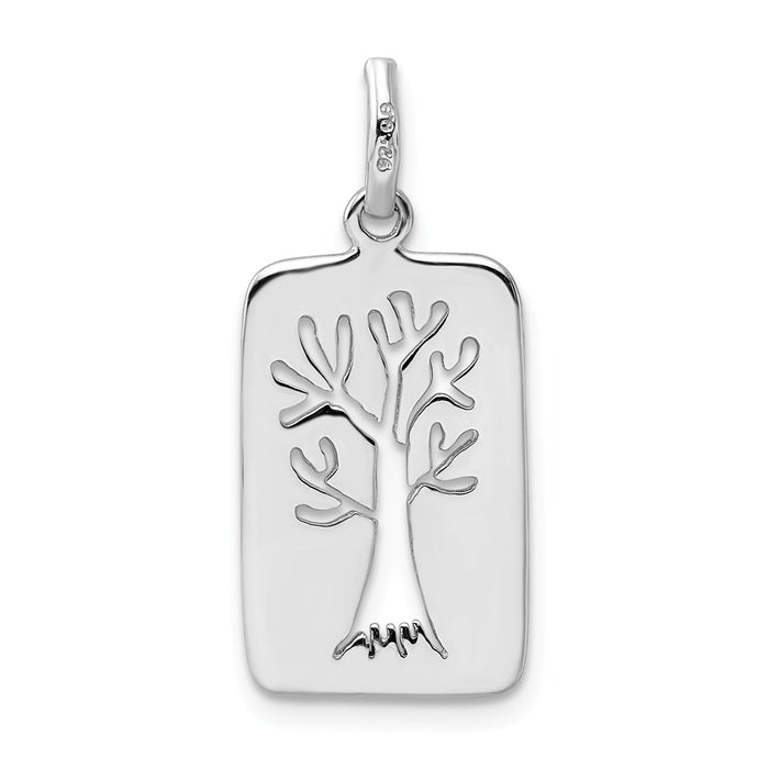 Million Charms 925 Sterling Silver Rhodium-Plated Polished Tree Cut-Out Charm